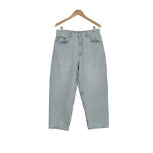 Zara‎ Women's  Streetwear Light Wash Straight Leg High Waist Blue Denim Jeans 32